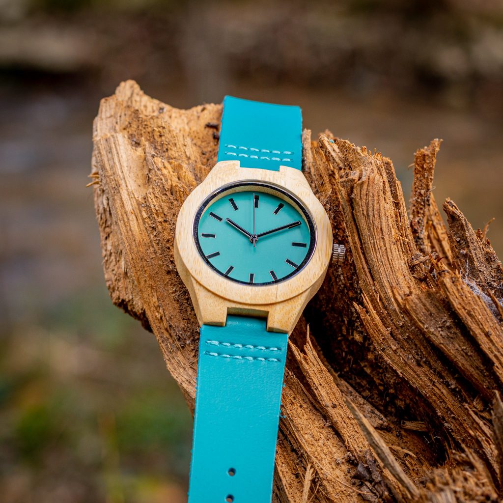 Reloj de madera correa azul claro Ladyblue 39mm - Imagen 5