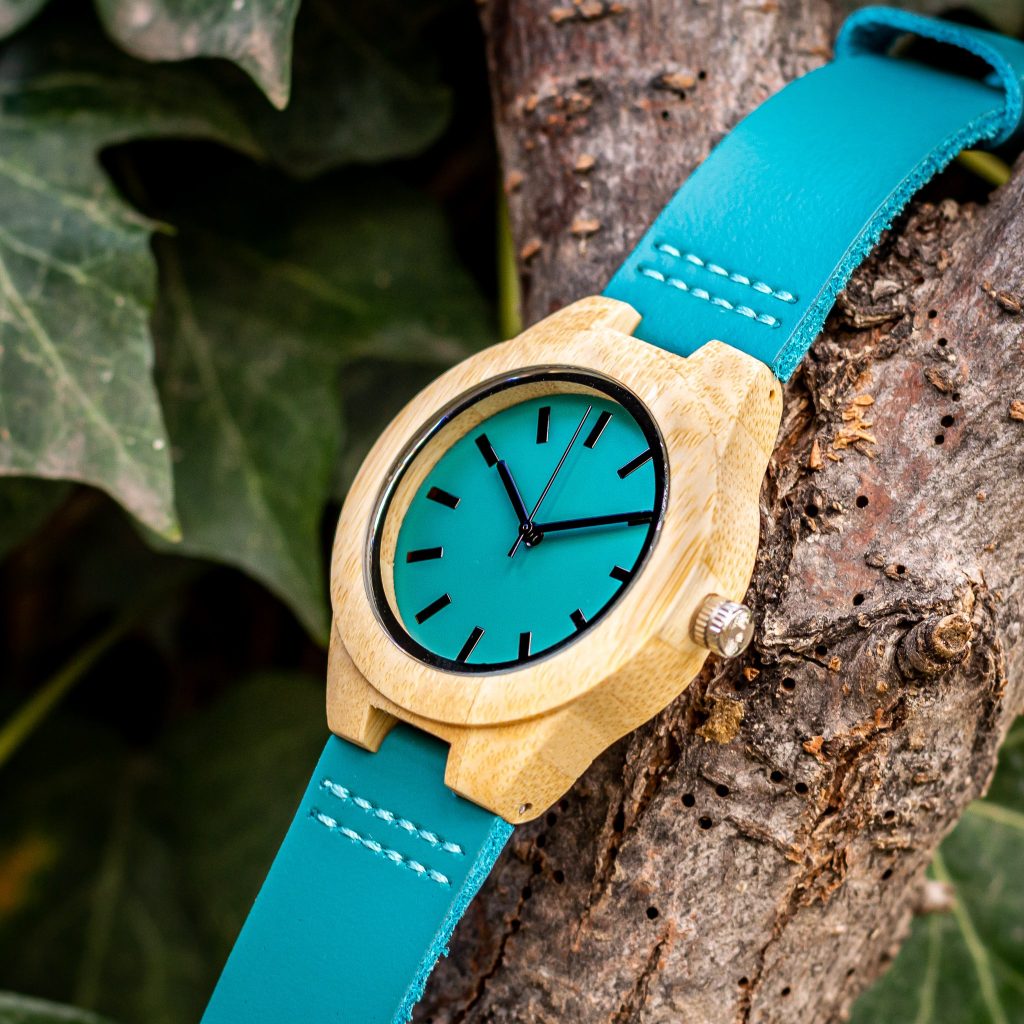 Reloj de madera correa azul claro Ladyblue 39mm - Imagen 3
