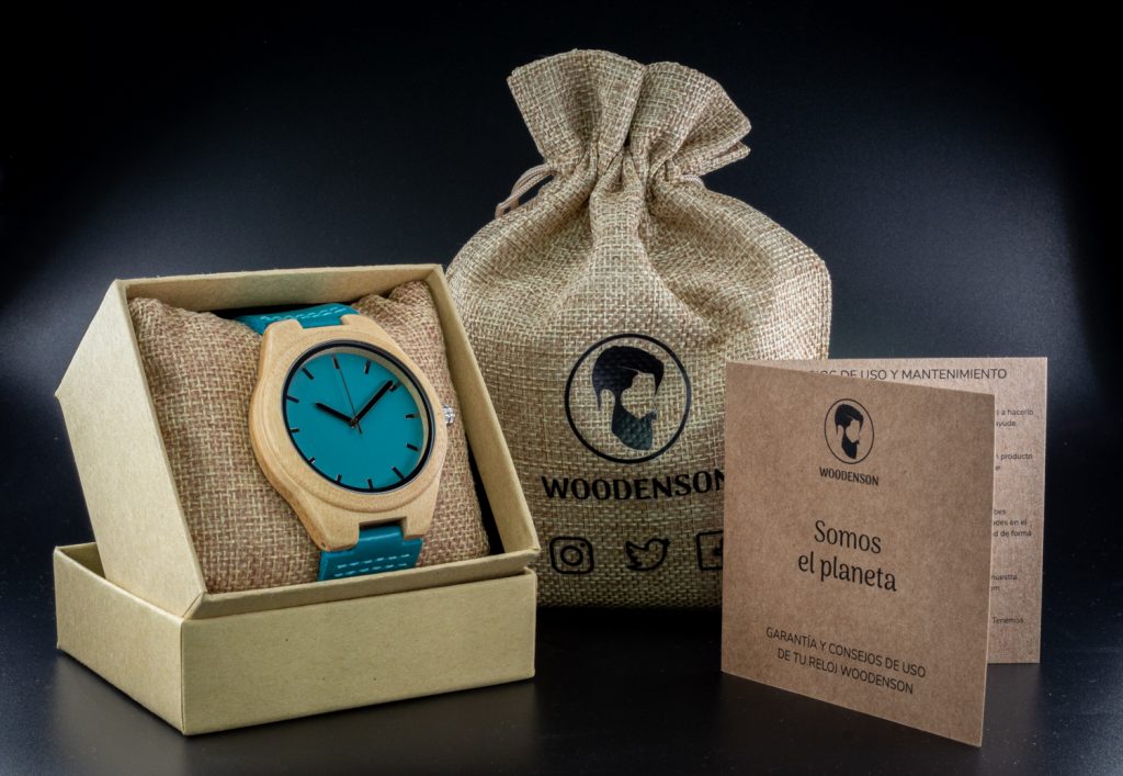 Reloj de madera correa azul claro Ladyblue 39mm - Imagen 8