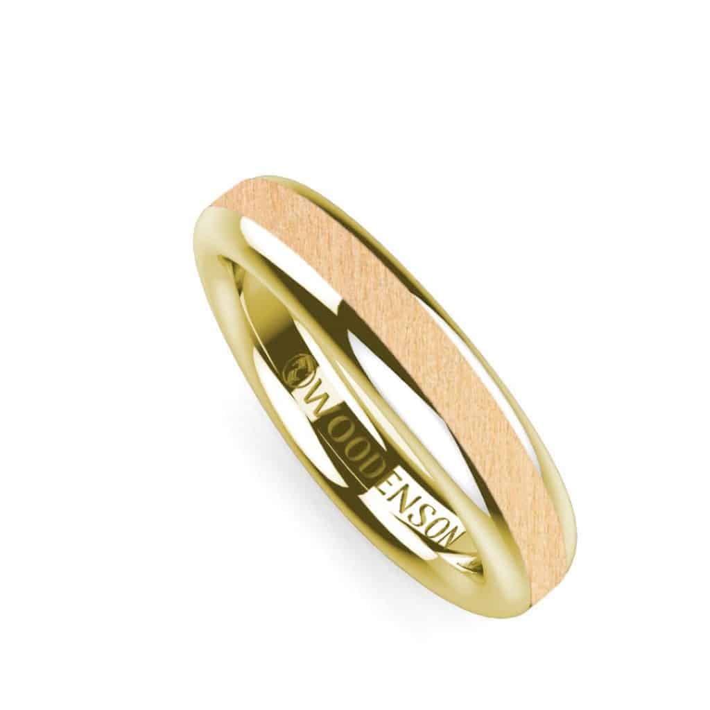 ANILLO DE COMPROMISO DE ORO O PLATA CON MADERA MODELO DOMEI