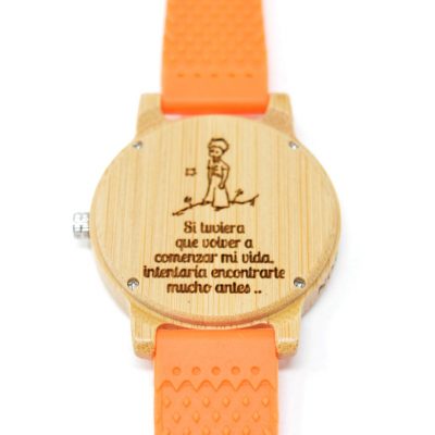 reloj-de-madera-el-principito Grabado frase del Principito
