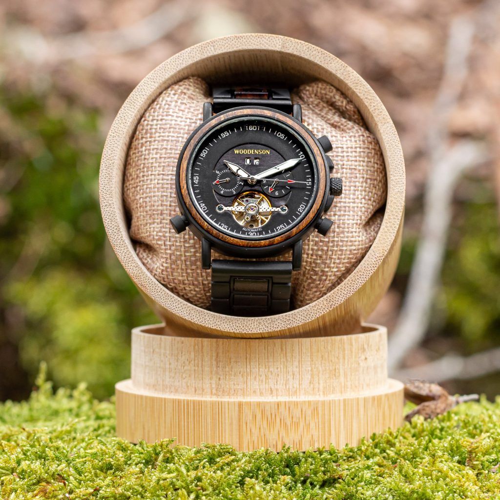 Reloj Automático de madera y acero modelo Obsidian - Imagen 8
