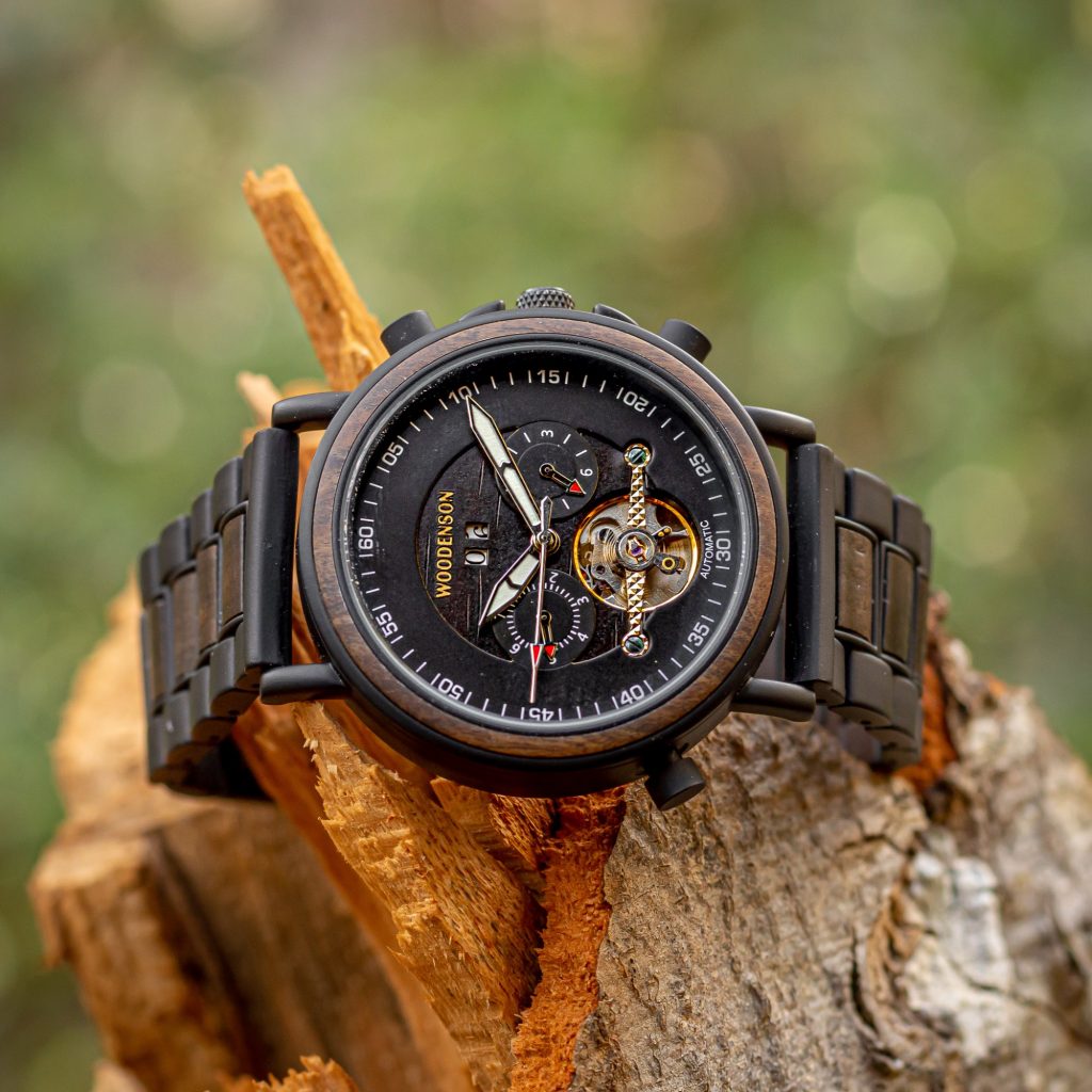 Reloj Automático de madera y acero modelo Obsidian - Imagen 6