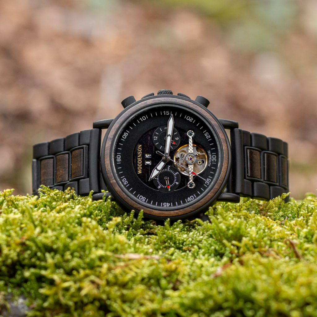 Reloj Automático de madera y acero modelo Obsidian - Imagen 4