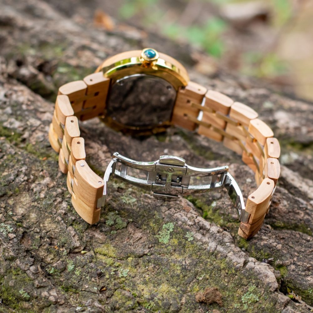 Reloj de madera de olivo Khalid - Imagen 4