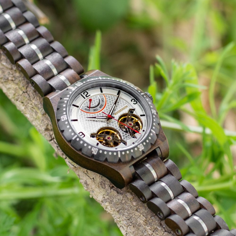 Reloj Automático de Madera con Doble Tourbillon Modelo Stonehenge - Imagen 3