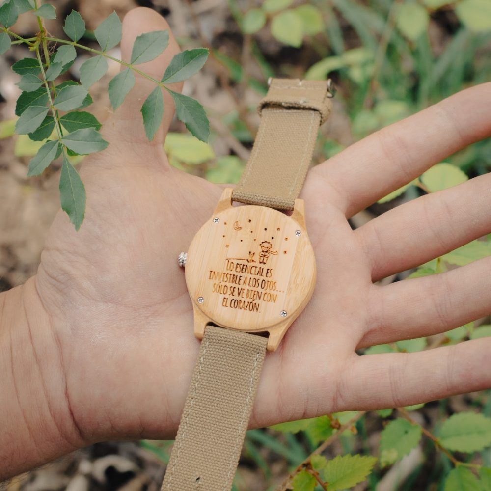 Reloj de madera de bambú con correa de tela modelo Yellowstone - Imagen 8
