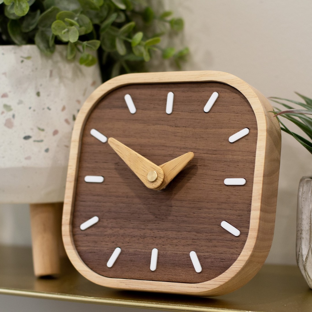 Reloj Digital de Sobremesa Marrón PVC Madera MDF (15 x 7,5 x 7 cm)