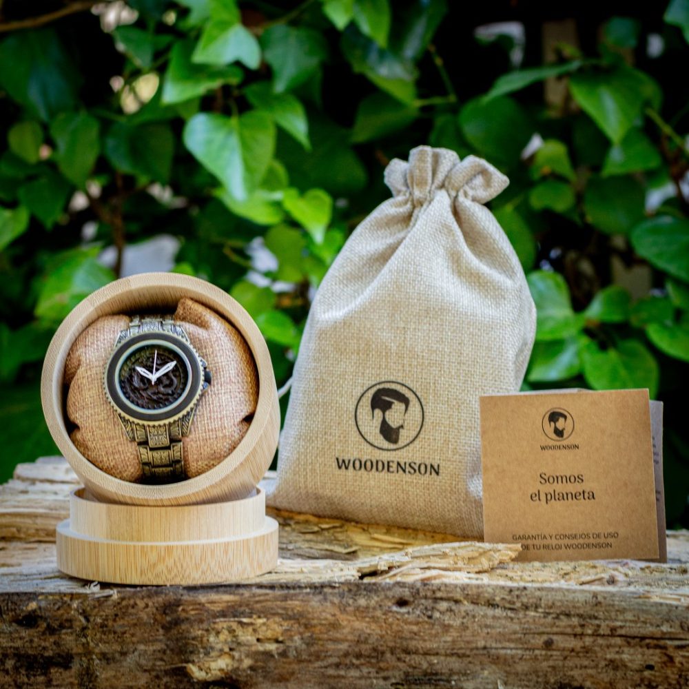 Reloj de Madera de Ébano y Acero Dorado Zerain - Imagen 7