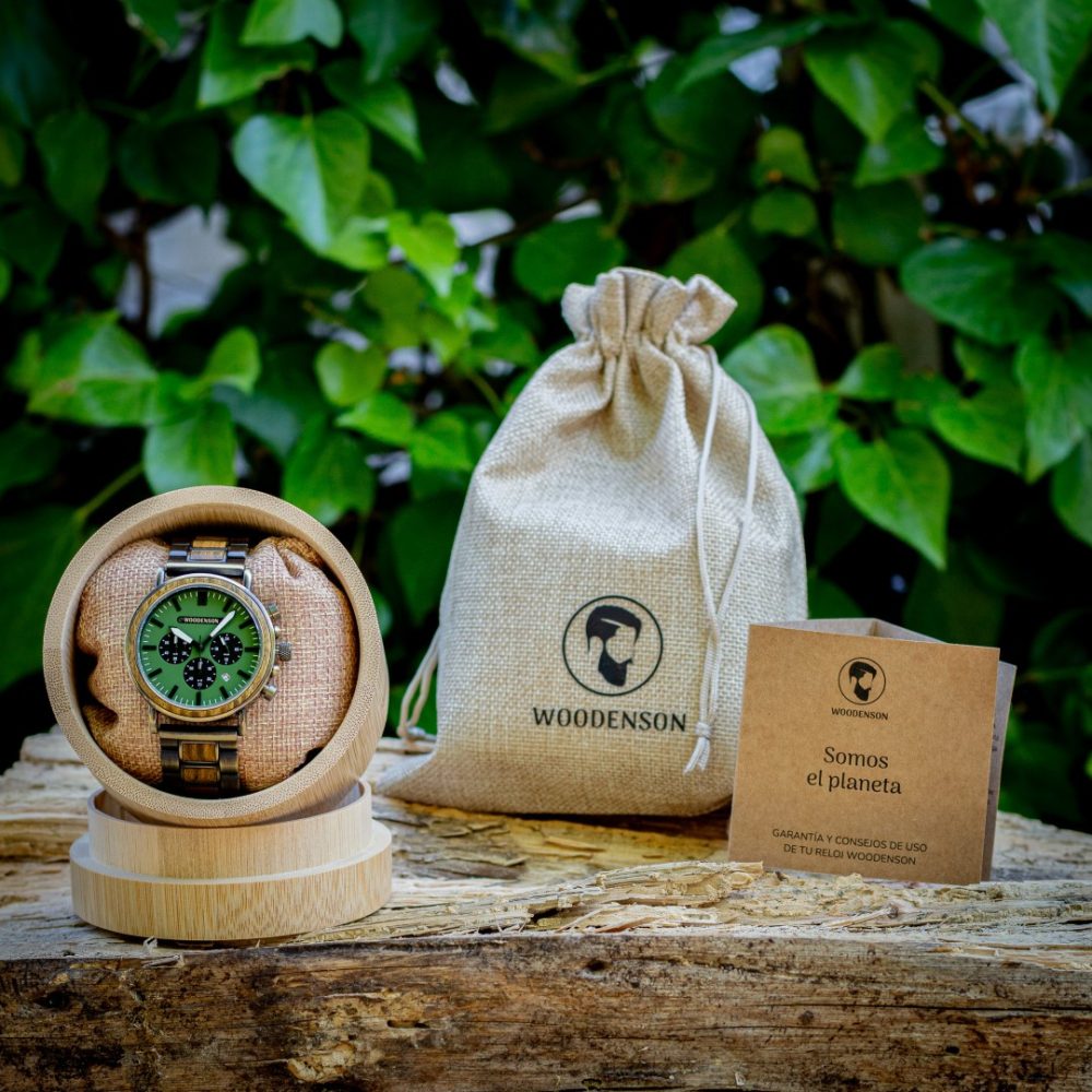 Reloj de Madera de Sándalo verde y Acero Jaya - Imagen 8