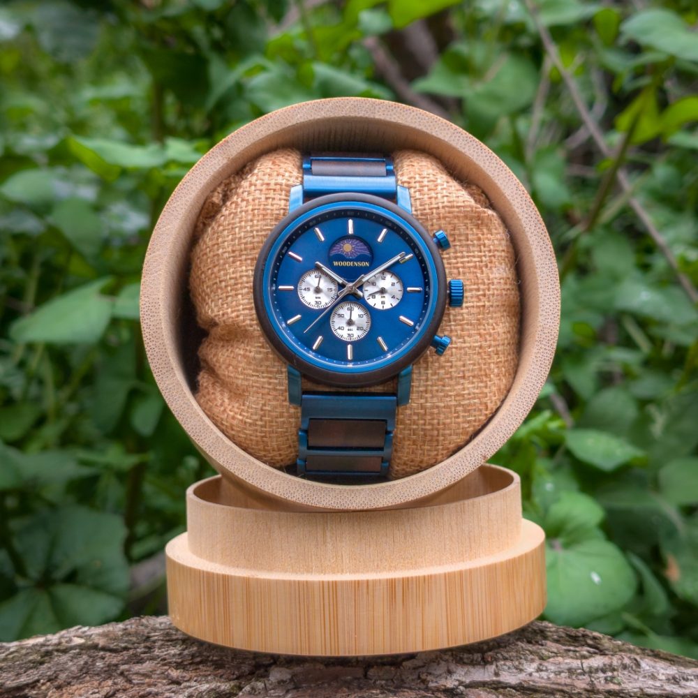 Reloj de Madera de Sándalo y Acero modelo Snowball - Imagen 4