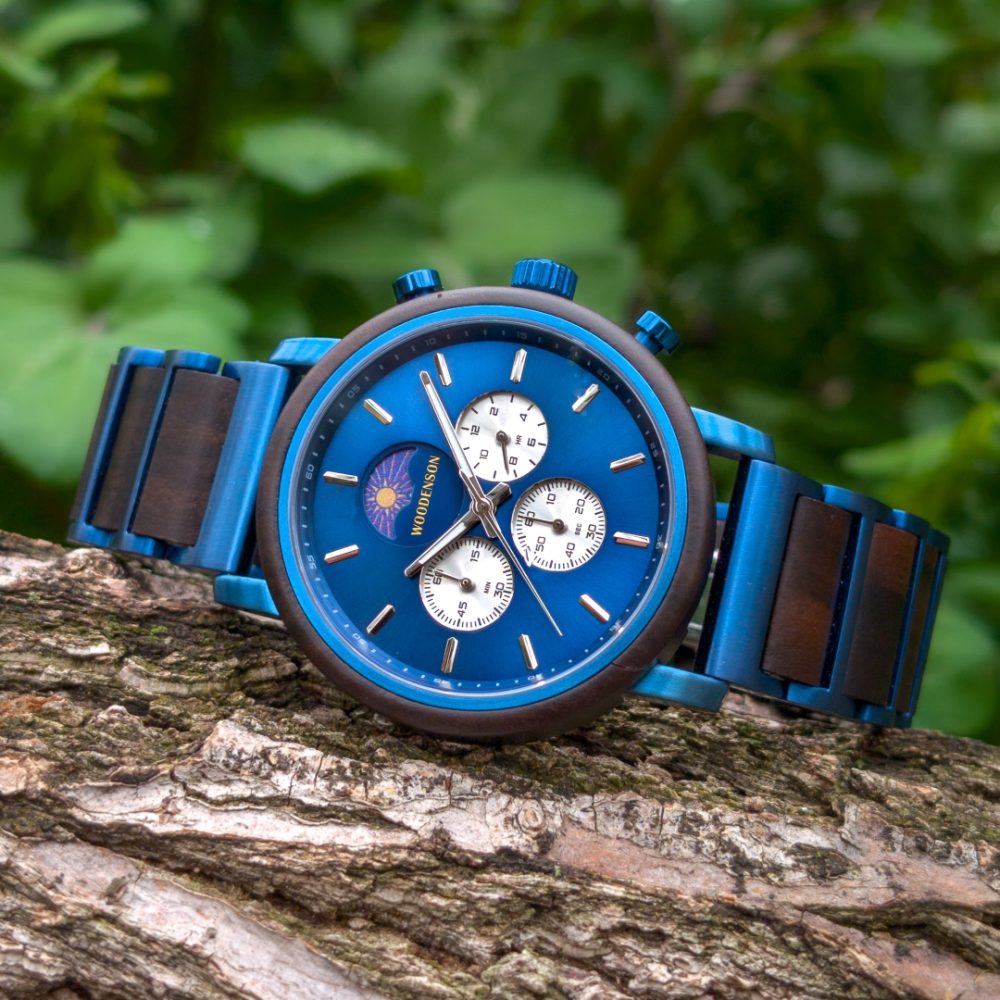 Reloj de Madera de Sándalo y Acero modelo Snowball - Imagen 3