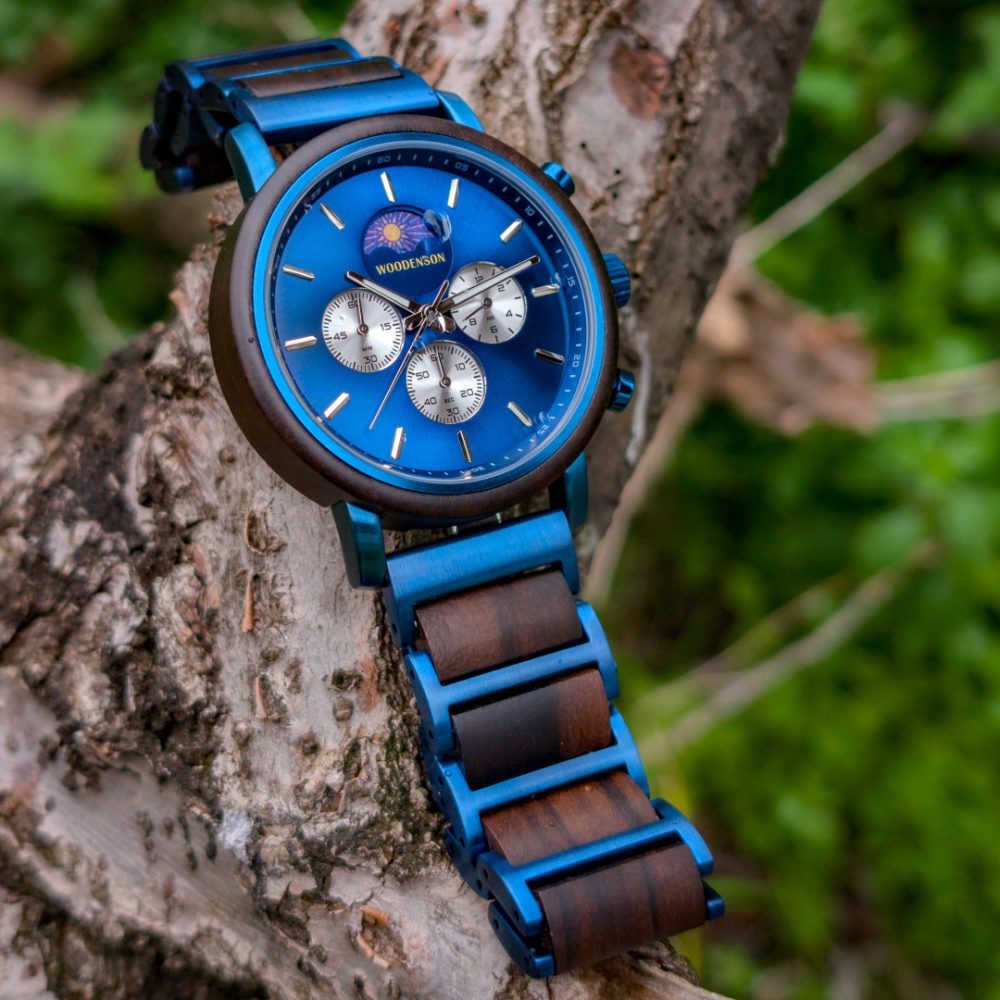 Reloj de Madera de Sándalo y Acero modelo Snowball - Imagen 6