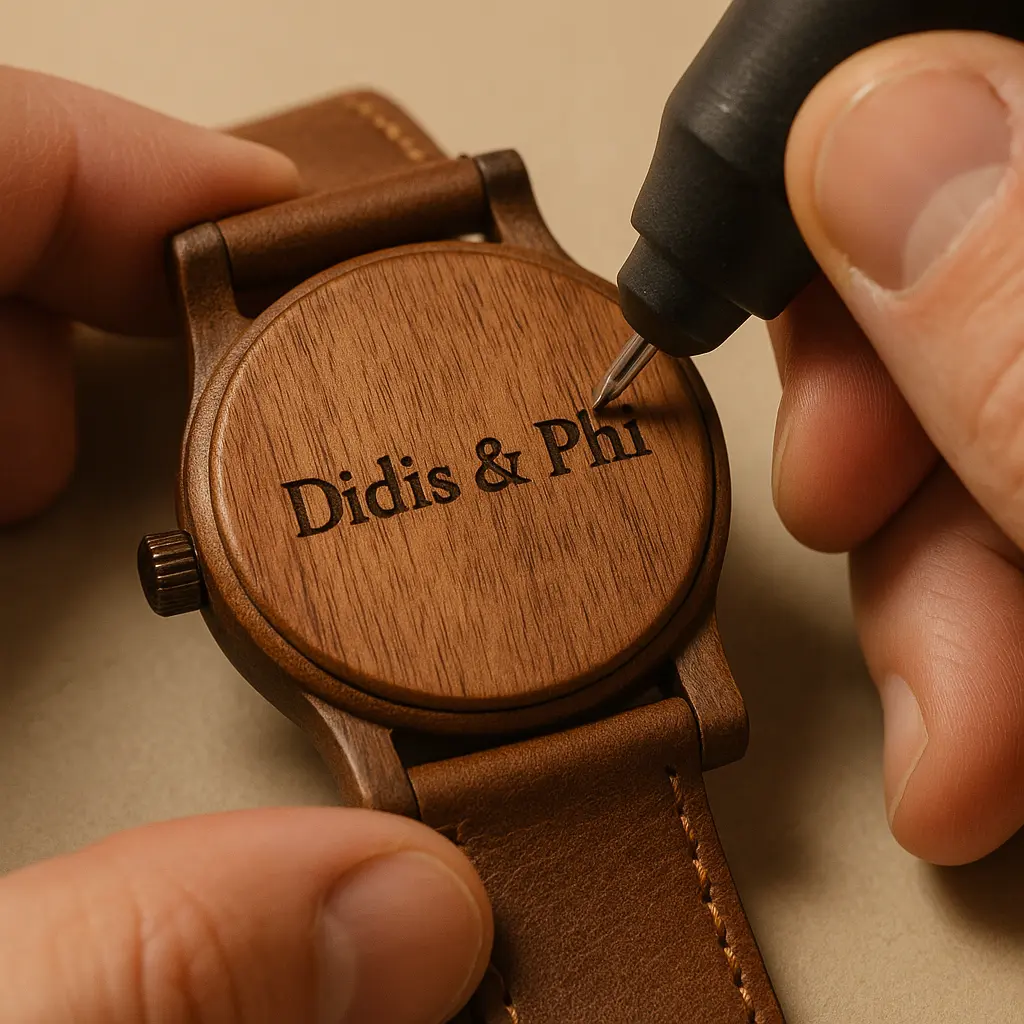 Ejemplo de grabado personalizado en la tapa trasera