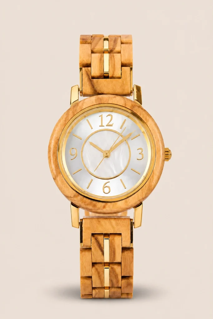 Elira Ivory, reloj Woodenson de madera clara y esfera marfil